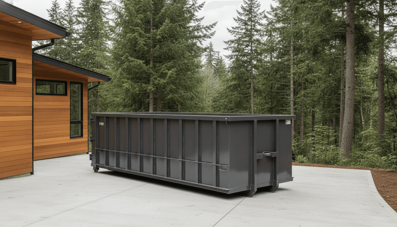 Get Gawn roll-off dumpster on a residential driveway